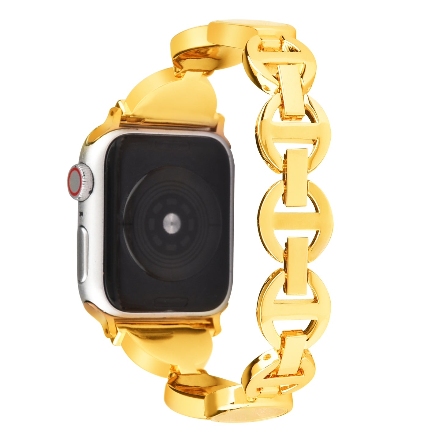 Rhinestones Decor Stainless Steel Watch Band Replacement Wrist Strap for Apple Watch Ultra 49mm / Series 8 45mm / 7 45mm / Series 6 / 5 / 4 / SE 44mm / SE (2022) 44mm Series 3 / 2 / 1 42mm - Gold