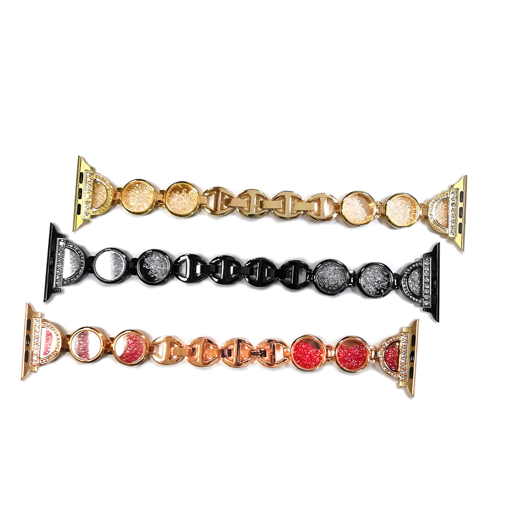 Rhinestones Decor Stainless Steel Watch Band Replacement Wrist Strap for Apple Watch Ultra 49mm / Series 8 45mm / 7 45mm / Series 6 / 5 / 4 / SE 44mm / SE (2022) 44mm Series 3 / 2 / 1 42mm - Gold