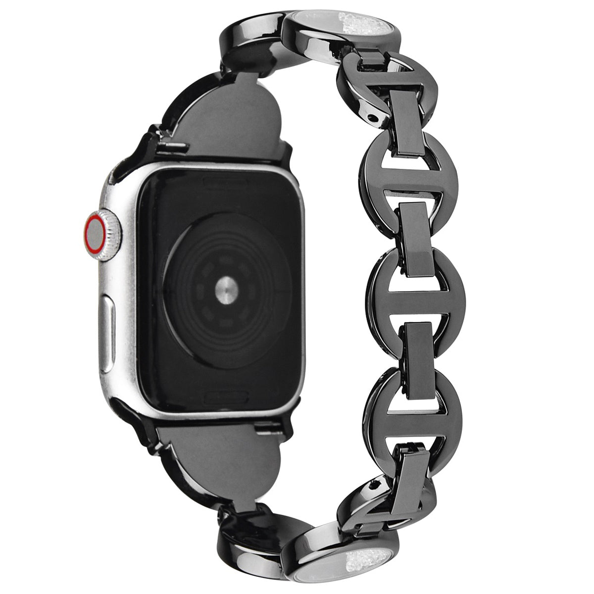 Stylish Rhinestones Decor Stainless Steel Band Smart Watch Wrist Strap for Apple Watch Series 8 41mm / Series 7 41mm / Watch Series 6 / 5 / 4 / SE / SE(2022) 40mm / Watch Series 1 / 2 / 3 38mm - Black