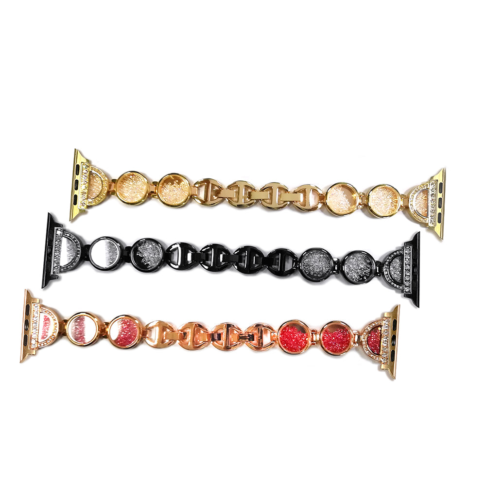 Stylish Rhinestones Decor Stainless Steel Band Smart Watch Wrist Strap for Apple Watch Series 8 41mm / Series 7 41mm / Watch Series 6 / 5 / 4 / SE / SE(2022) 40mm / Watch Series 1 / 2 / 3 38mm - Black