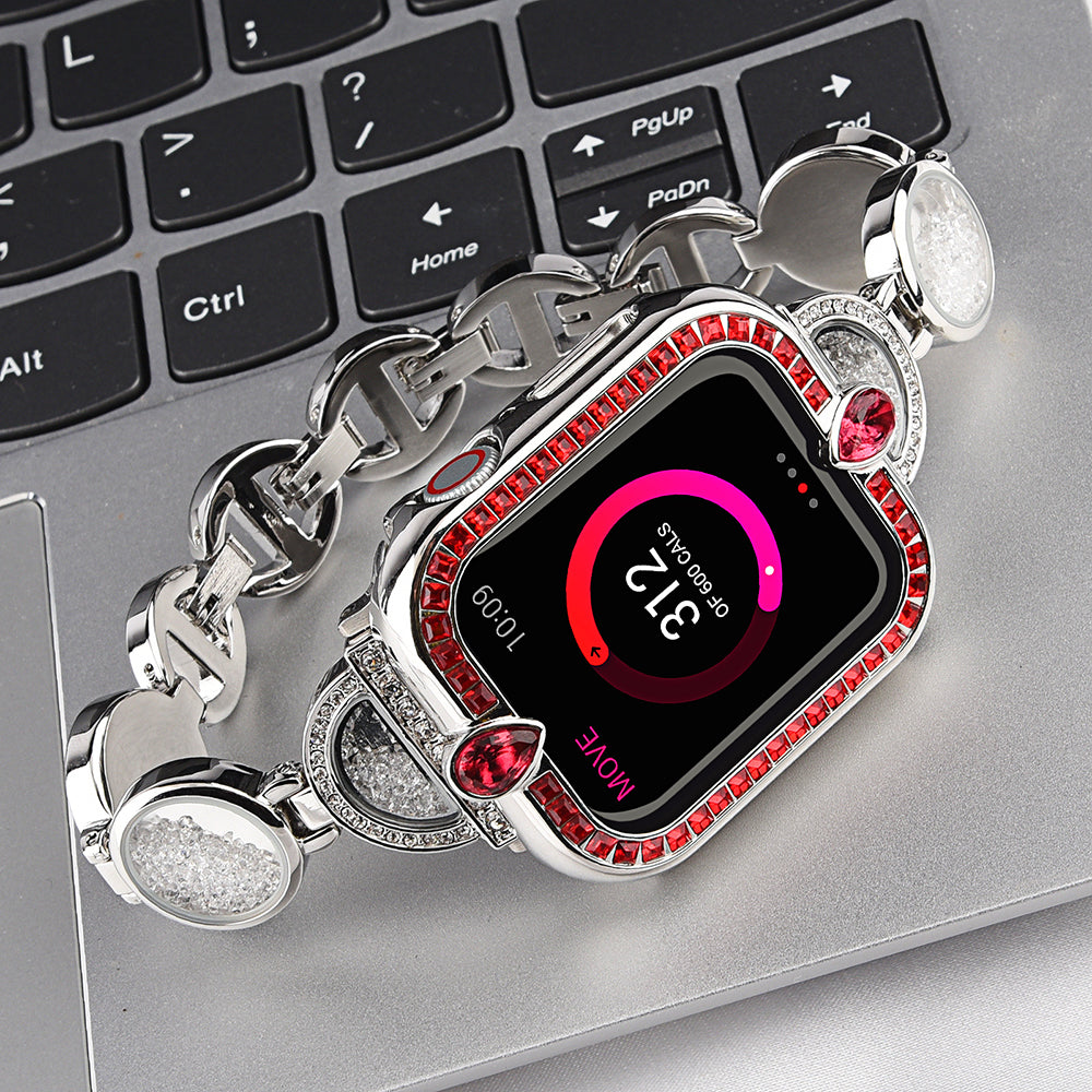 Stylish Rhinestones Decor Stainless Steel Band Smart Watch Wrist Strap for Apple Watch Series 8 41mm / Series 7 41mm / Watch Series 6 / 5 / 4 / SE / SE(2022) 40mm / Watch Series 1 / 2 / 3 38mm - Silver