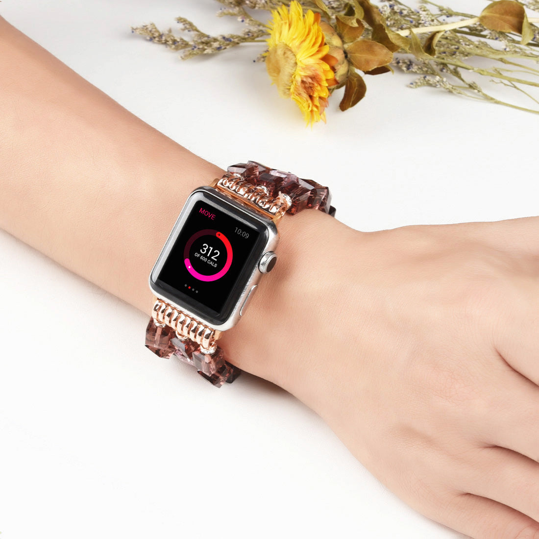 Faux Crystal Blocks Smart Watch Band Strap Bracelet for Apple Watch Series 8 41mm / Series 7 41mm / SE / SE(2022) / Series 6 / 5 / 4 40mm / Series 3 / 2 / 1 38mm - Red