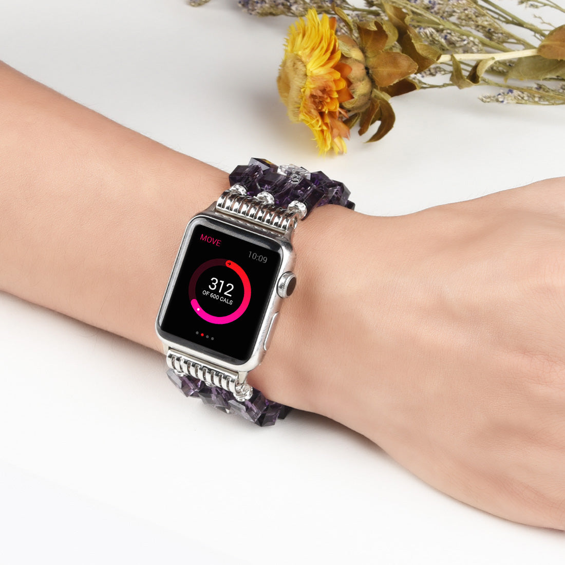 Faux Crystal Blocks Smart Watch Band Strap Bracelet for Apple Watch Series 8 41mm / Series 7 41mm / SE / SE(2022) / Series 6 / 5 / 4 40mm / Series 3 / 2 / 1 38mm - Purple