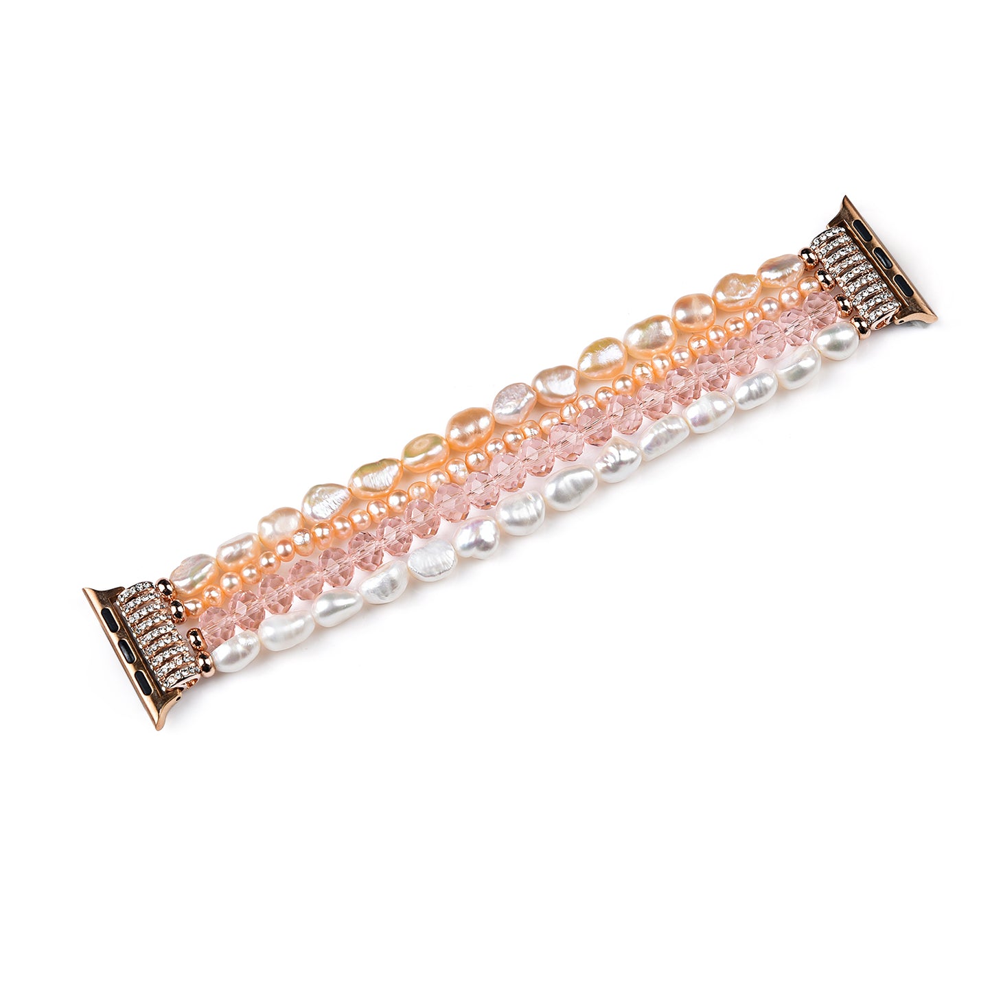 Crystal Pearls Bracelet Exquisite Stylish Watch Band for Apple Watch Series 8 41mm / Series 7 41mm / SE / SE(2022) / Series 6 / 5 / 4 40mm / Series 3 / 2 / 1 38mm - Pearl / Pink Crystal