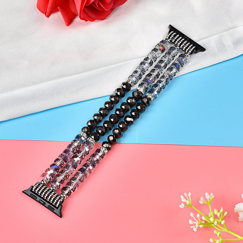 Crystal Pearls Bracelet Exquisite Stylish Watch Band for Apple Watch Series 8 41mm / Series 7 41mm / SE / SE(2022) / Series 6 / 5 / 4 40mm / Series 3 / 2 / 1 38mm - Crystal Grey