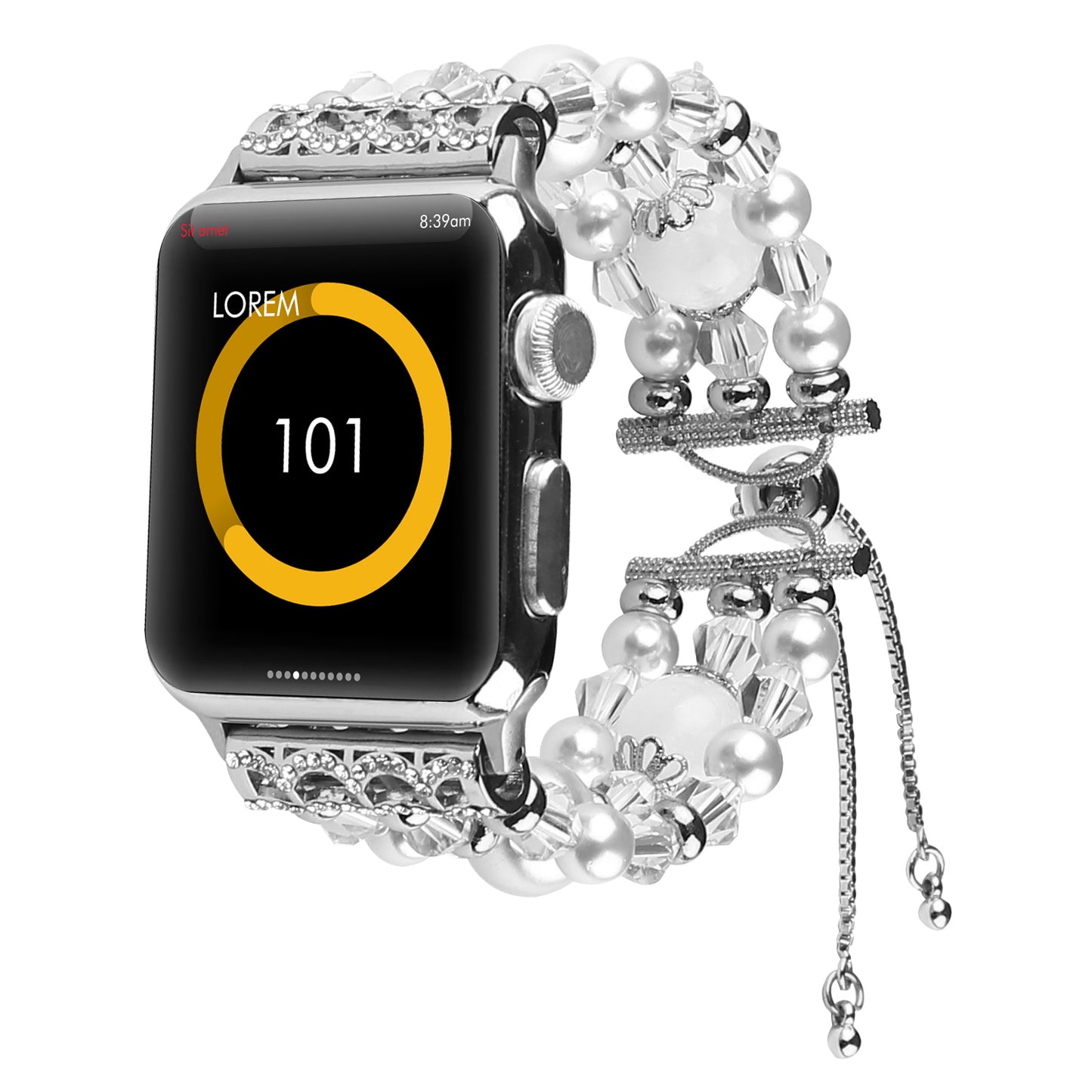 Stylish Agate Pearl Watch Strap Replacement Band for Apple Watch Series 8 41mm / Series 7 41mm / Apple Watch Series 1 / 2 / 3 38mm / Apple Watch Series SE / SE(2022) / 6 / 5 / 4 40mm - Agate / White