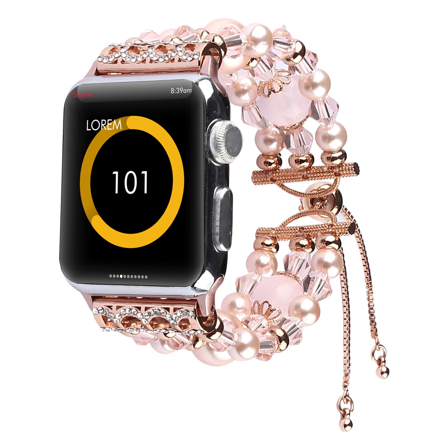 Stylish Agate Pearl Watch Strap Replacement Band for Apple Watch Series 8 41mm / Series 7 41mm / Apple Watch Series 1 / 2 / 3 38mm / Apple Watch Series SE / SE(2022) / 6 / 5 / 4 40mm - Agate / Pink