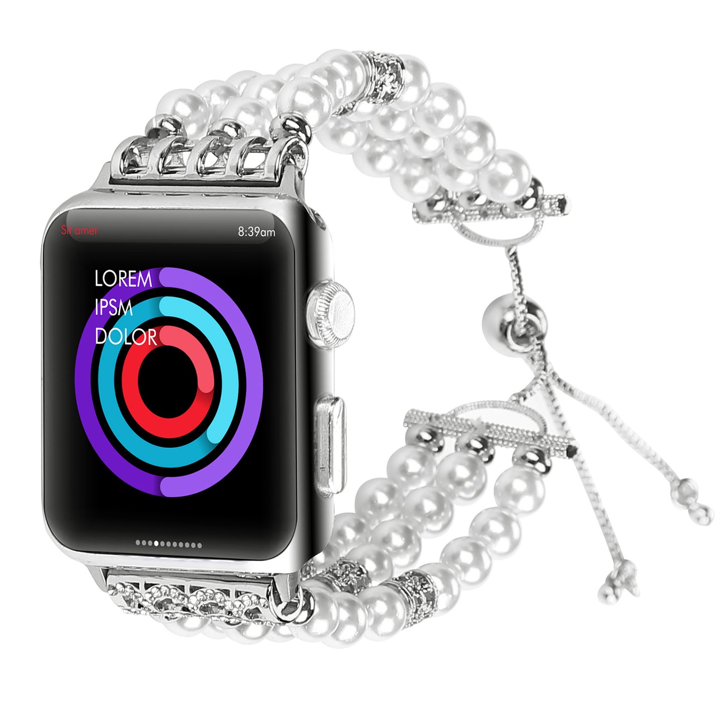 Stylish Agate Pearl Watch Strap Replacement Band for Apple Watch Series 8 41mm / Series 7 41mm / Apple Watch Series 1 / 2 / 3 38mm / Apple Watch Series SE / SE(2022) / 6 / 5 / 4 40mm - Pearl / White