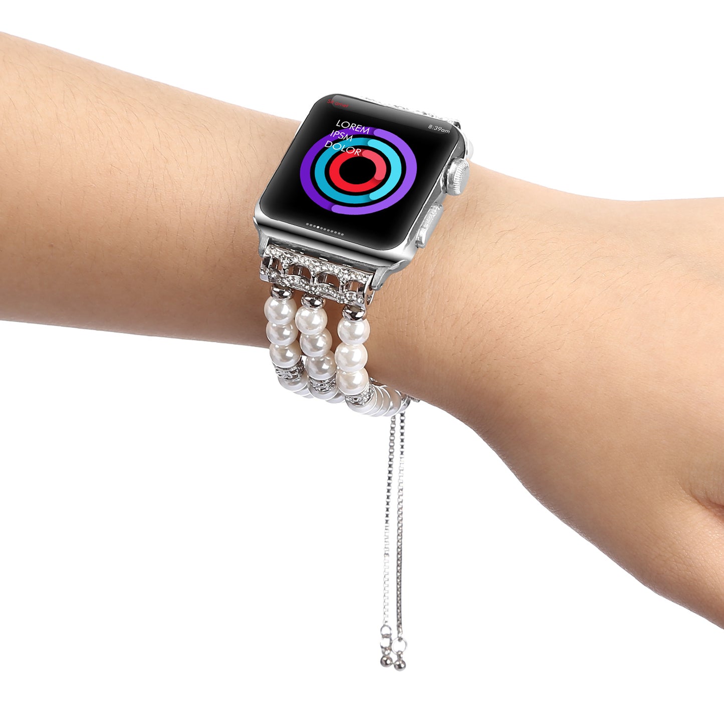 Stylish Agate Pearl Watch Strap Replacement Band for Apple Watch Series 8 41mm / Series 7 41mm / Apple Watch Series 1 / 2 / 3 38mm / Apple Watch Series SE / SE(2022) / 6 / 5 / 4 40mm - Pearl / White