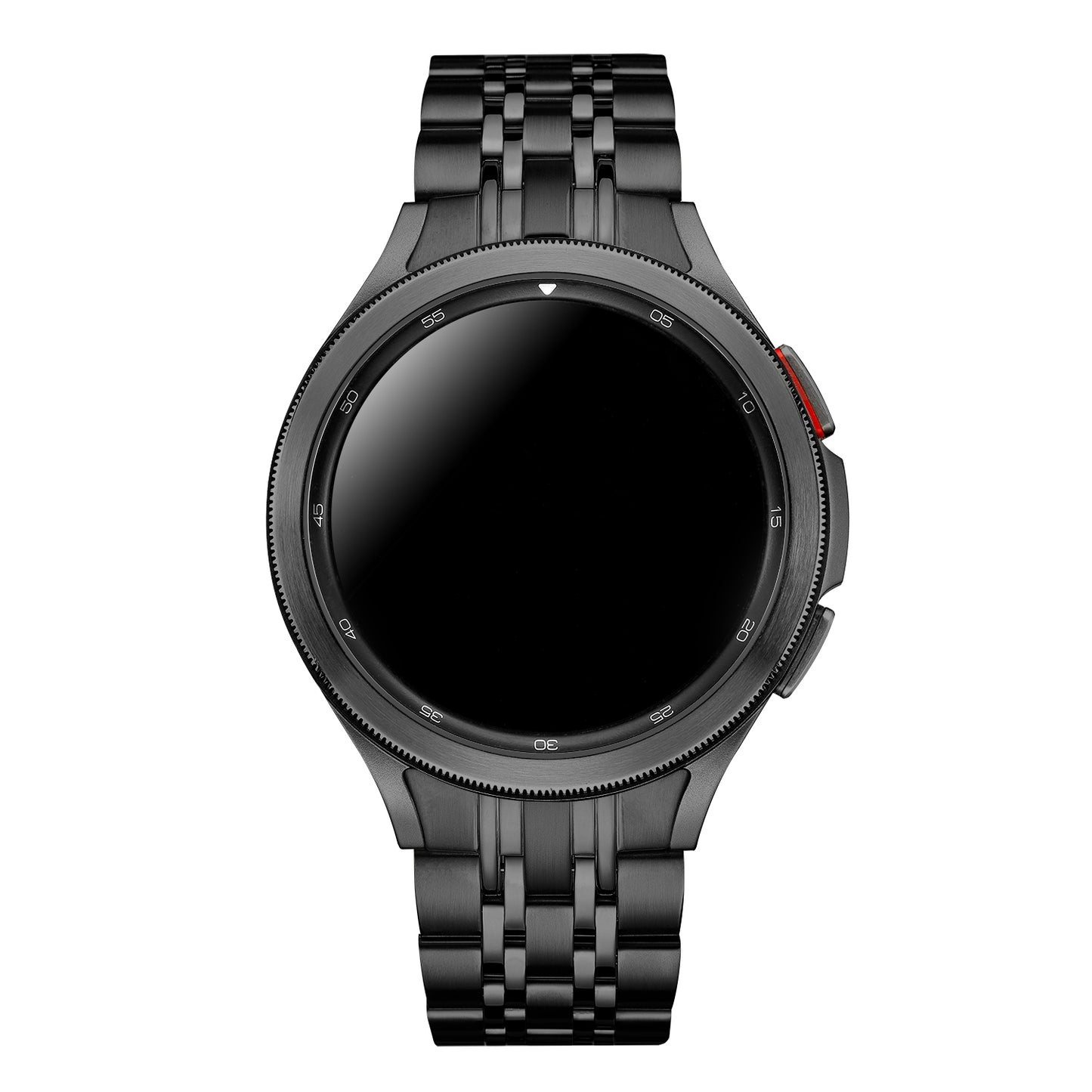 for Samsung Galaxy Watch6 40mm 44mm / Watch6 Classic 43mm 47mm / Watch 5 40mm 44mm / 5 Pro 45mm / Watch4 40mm 44mm 7-Beads Stylish Stainless Steel Watch Band Replacement Strap - Black