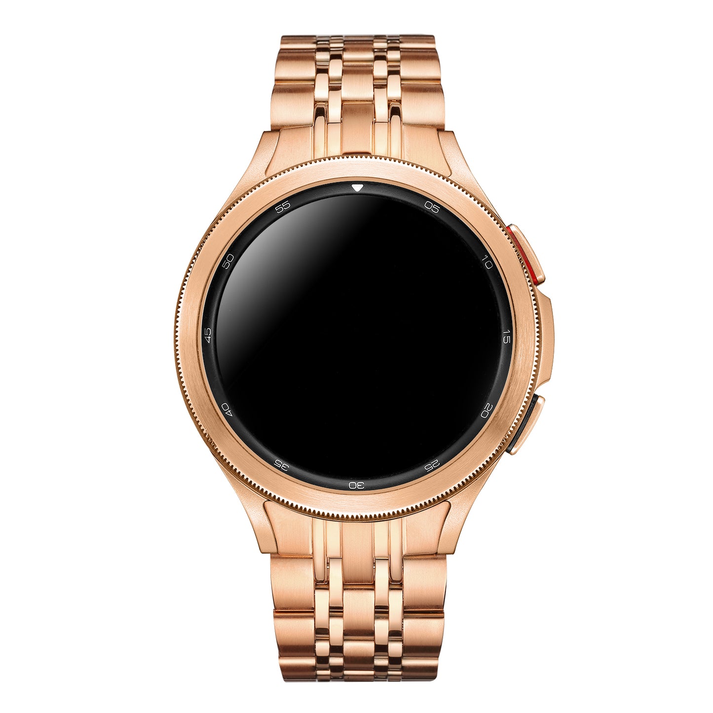 for Samsung Galaxy Watch6 40mm 44mm / Watch6 Classic 43mm 47mm / Watch 5 40mm 44mm / 5 Pro 45mm / Watch4 40mm 44mm 7-Beads Stylish Stainless Steel Watch Band Replacement Strap - Rose Gold