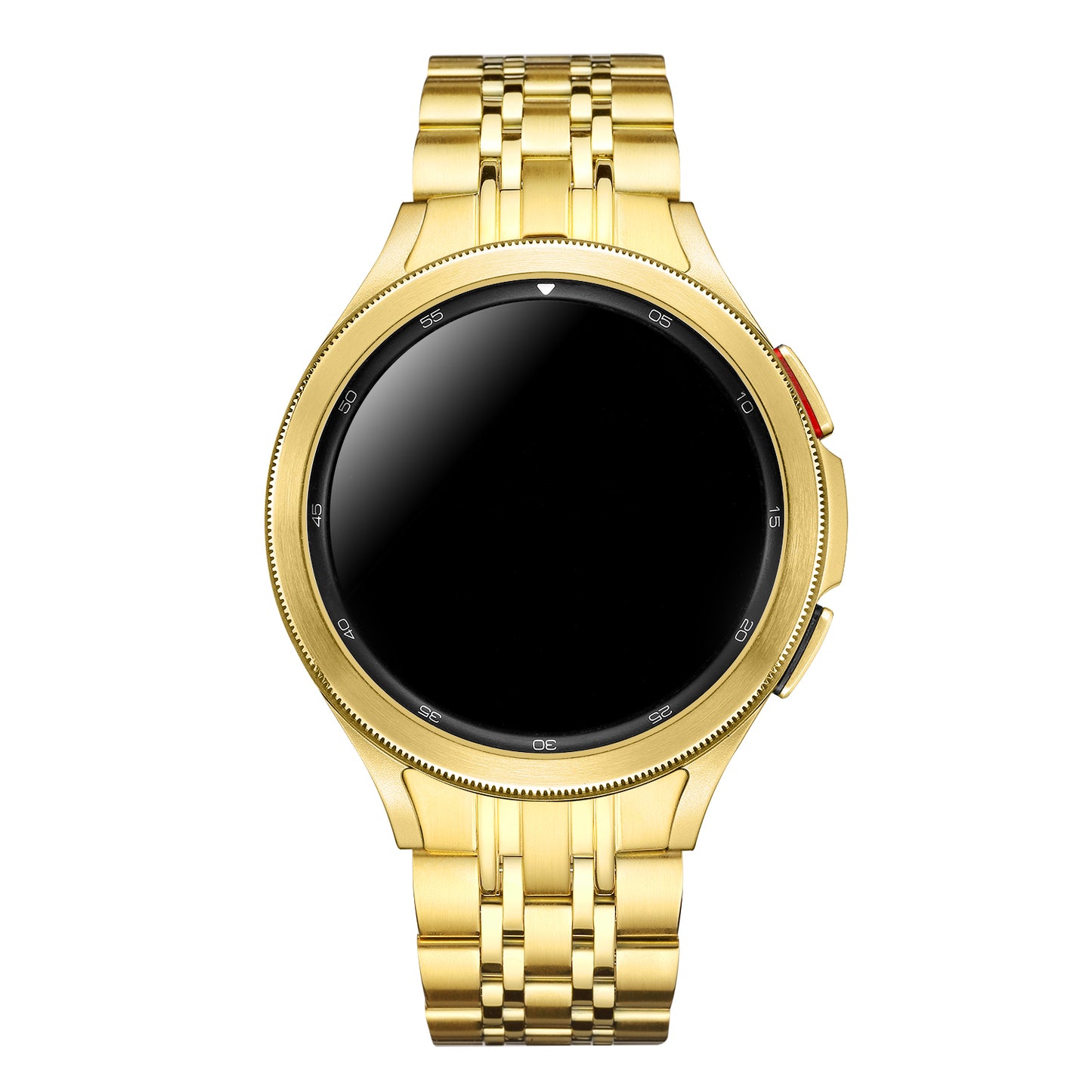 for Samsung Galaxy Watch6 40mm 44mm / Watch6 Classic 43mm 47mm / Watch 5 40mm 44mm / 5 Pro 45mm / Watch4 40mm 44mm 7-Beads Stylish Stainless Steel Watch Band Replacement Strap - Gold