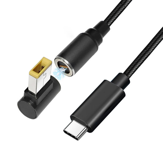 USB-C to Square Plug for Lenovo/IBM/ThinkPad Laptop, 1.8m PD 100W Magnetic Absorption DC Cable E-Mark Chip Notebook Adapter Fast Charging