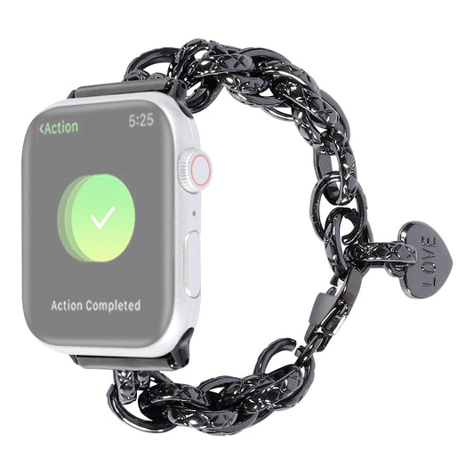 for Apple Watch Series 8 41mm / Series 7 41mm / Watch SE / SE(2022) / Series 6 / 5 / 4 40mm / Series 3 / 2 / 1 38mm Stainless Steel Watch Strap Replacement Bracelet with Pendant - Black