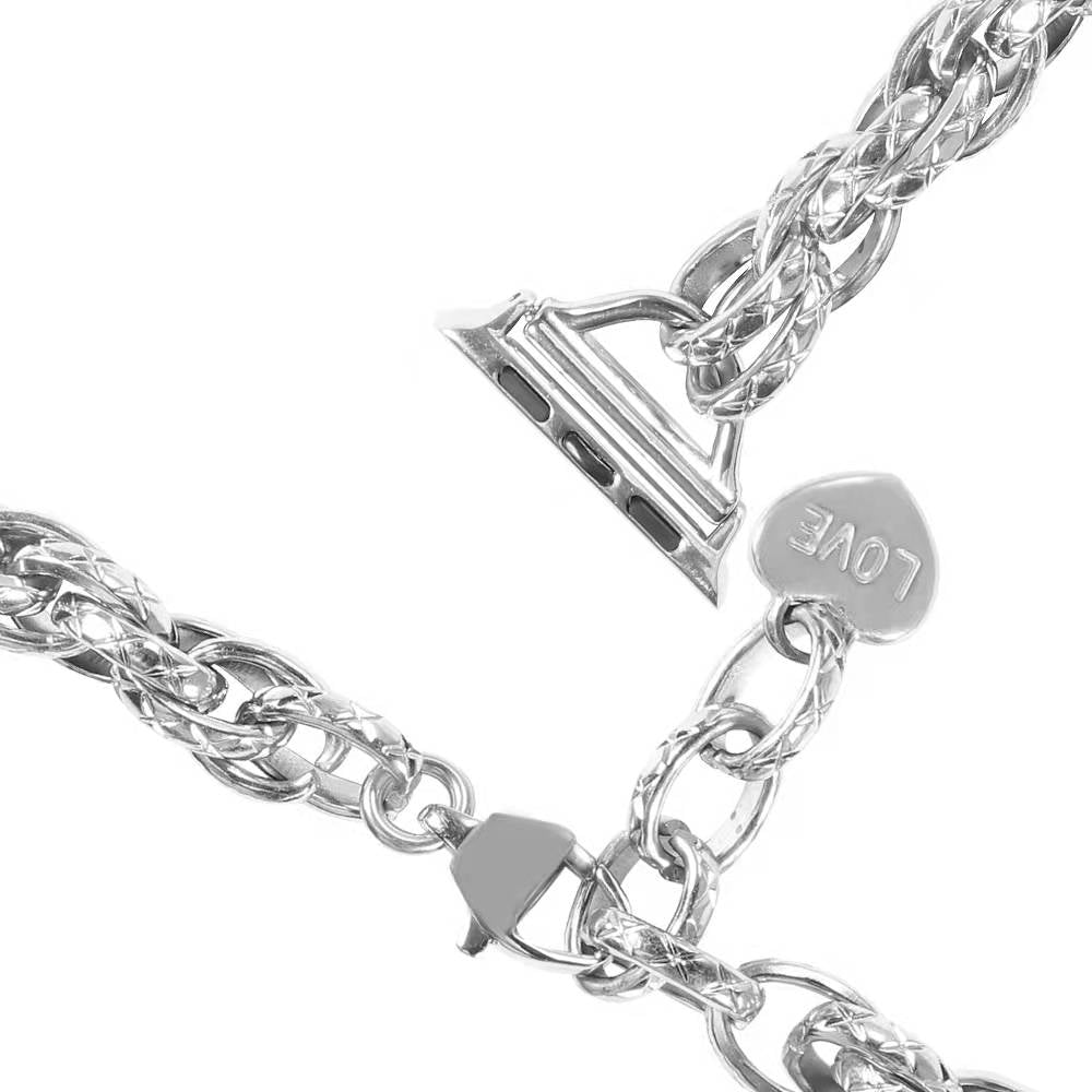 for Apple Watch Series 8 41mm / Series 7 41mm / Watch SE / SE(2022) / Series 6 / 5 / 4 40mm / Series 3 / 2 / 1 38mm Stainless Steel Watch Strap Replacement Bracelet with Pendant - Silver