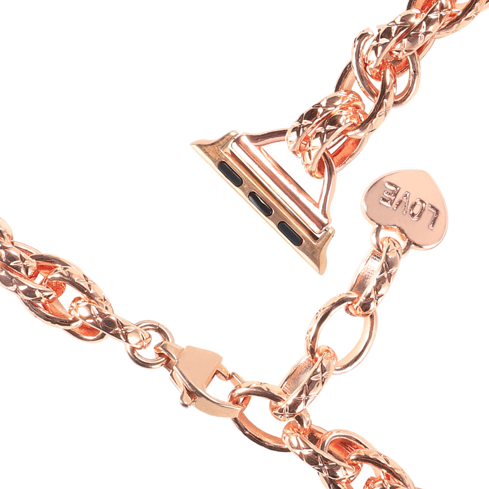 for Apple Watch Series 8 41mm / Series 7 41mm / Watch SE / SE(2022) / Series 6 / 5 / 4 40mm / Series 3 / 2 / 1 38mm Stainless Steel Watch Strap Replacement Bracelet with Pendant - Rose Gold