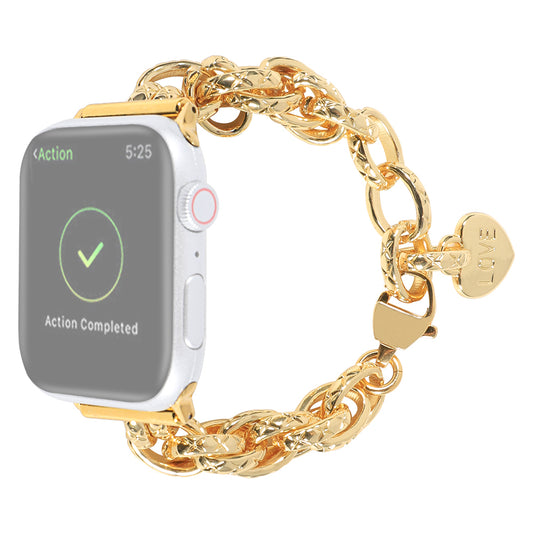 for Apple Watch Series 8 41mm / Series 7 41mm / Watch SE / SE(2022) / Series 6 / 5 / 4 40mm / Series 3 / 2 / 1 38mm Stainless Steel Watch Strap Replacement Bracelet with Pendant - Gold