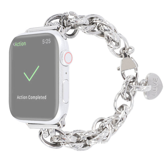 for Apple Watch Ultra 49mm / Series 8 45mm / 7 45mm / Watch SE 44mm / SE (2022) 44mm / Series 6 / 5 / 4 44mm / Series 3 / 2 / 1 42mm Watch Strap Stainless Steel 22mm Smart Watch Bracelet - Silver