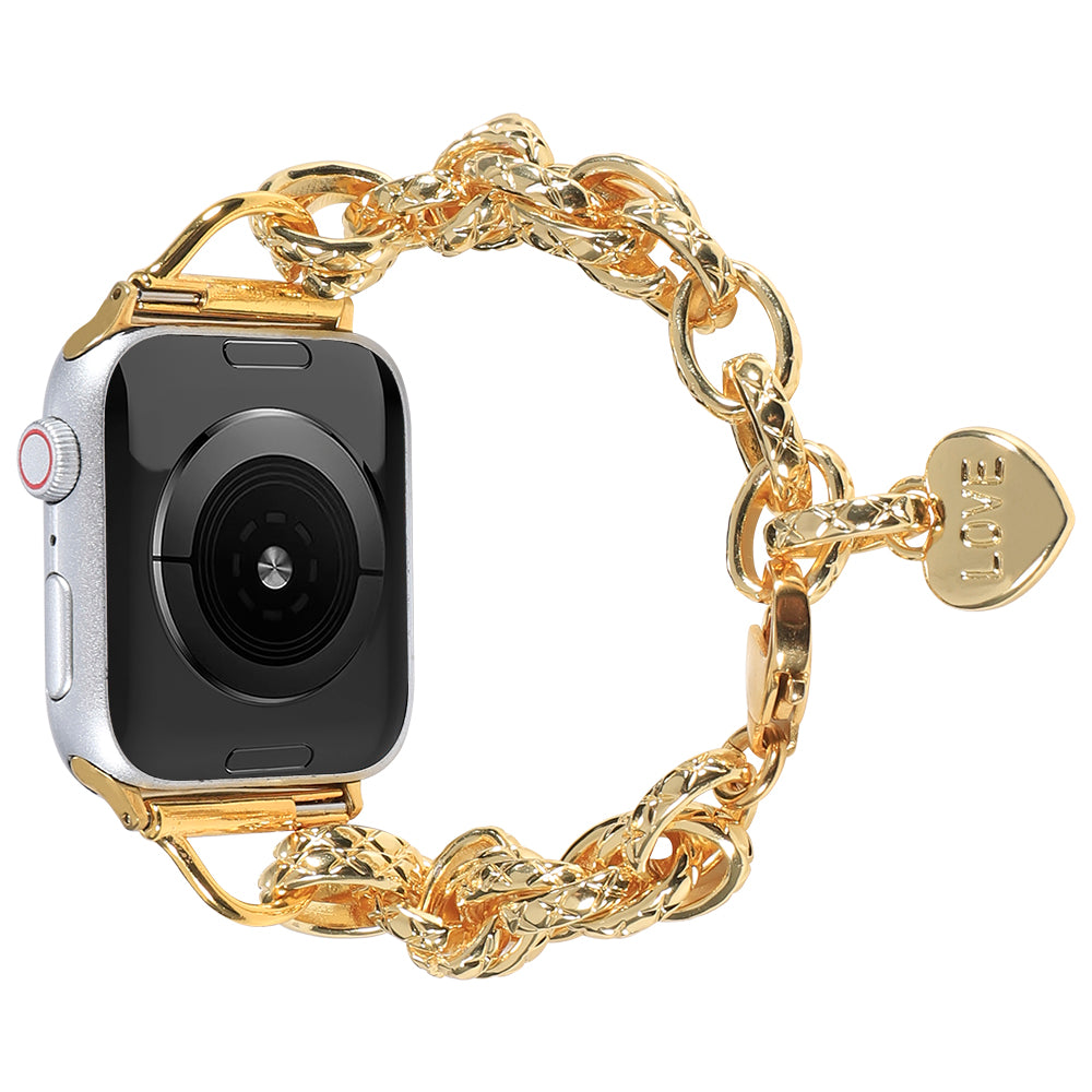 for Apple Watch Ultra 49mm / Series 8 45mm / 7 45mm / Watch SE 44mm / SE (2022) 44mm / Series 6 / 5 / 4 44mm / Series 3 / 2 / 1 42mm Watch Strap Stainless Steel 22mm Smart Watch Bracelet - Gold