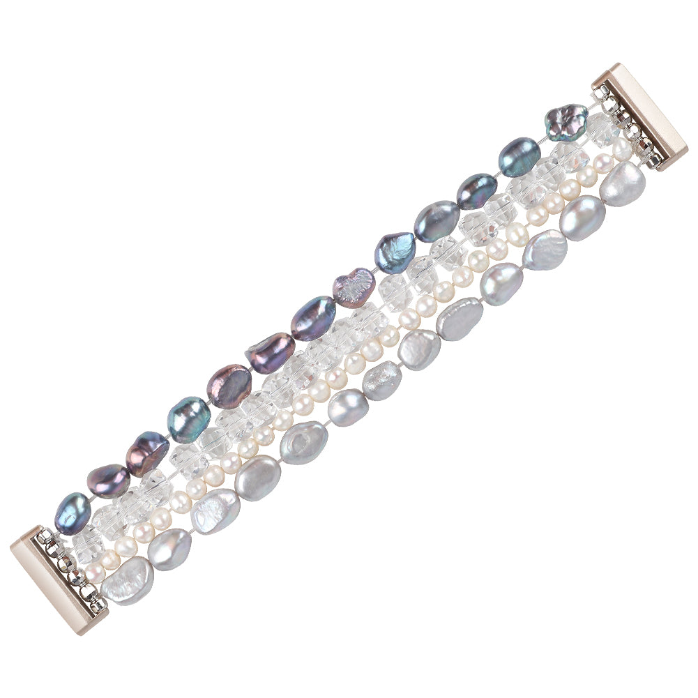 Uniqkart for Fitbit Versa 3 Pearl + Crystal Stylish Bracelet Replacement Wrist Strap Watch Band - Grey