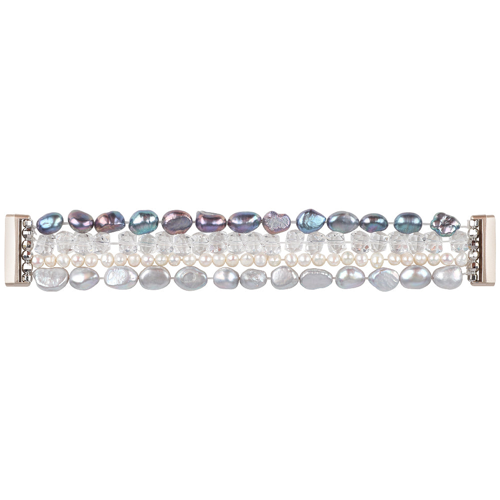 Uniqkart for Fitbit Versa 3 Pearl + Crystal Stylish Bracelet Replacement Wrist Strap Watch Band - Grey