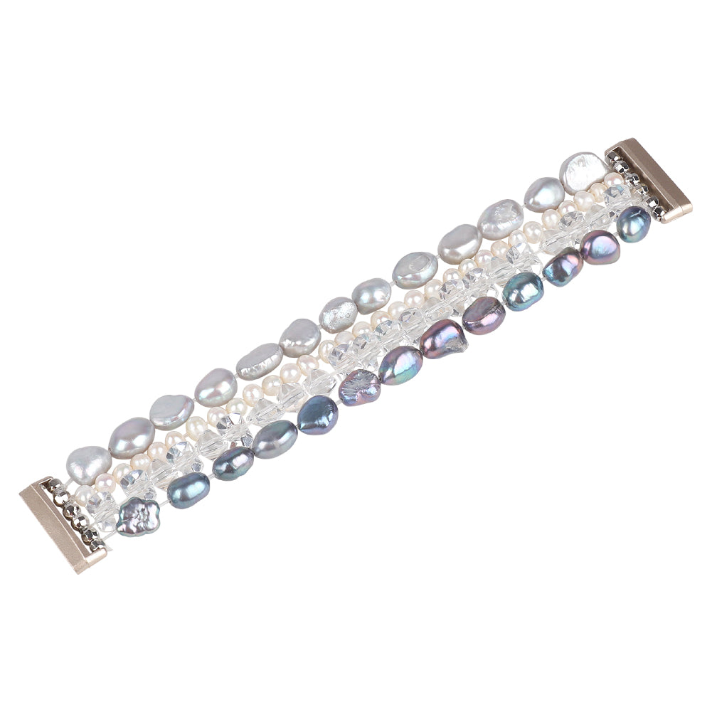 Uniqkart for Fitbit Versa 3 Pearl + Crystal Stylish Bracelet Replacement Wrist Strap Watch Band - Grey