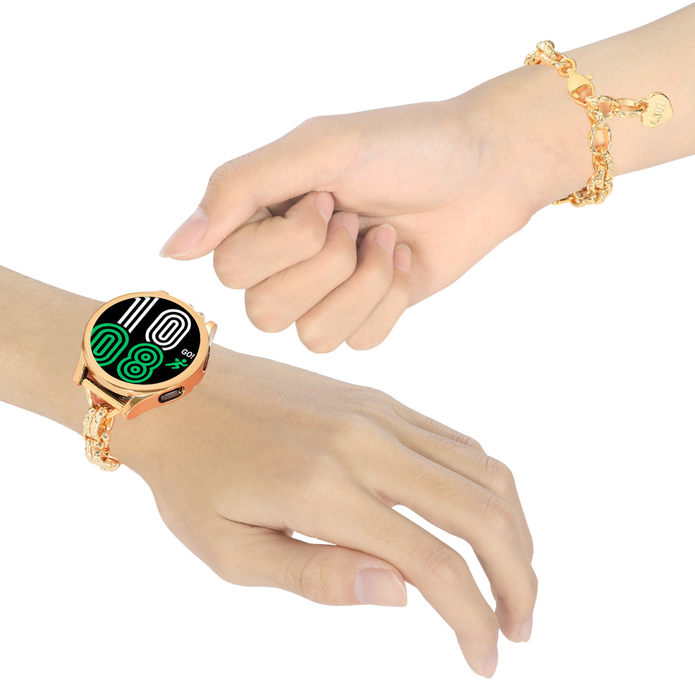 For Huawei Watch GT3 46mm/Xiaomi Haylou RS3 Watch Band 22mm Stainless Steel Replacement Bracelet with Heart Pendant - Gold