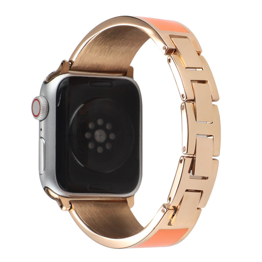 for Apple Watch Series 1 / 2 / 3 38mm / SE / SE(2022) / Series 4 / 5 / 6 40mm / Series 7 41mm / Series 8 41mm Chain Splicing Stainless Steel Watchband Watch Strap - Orange