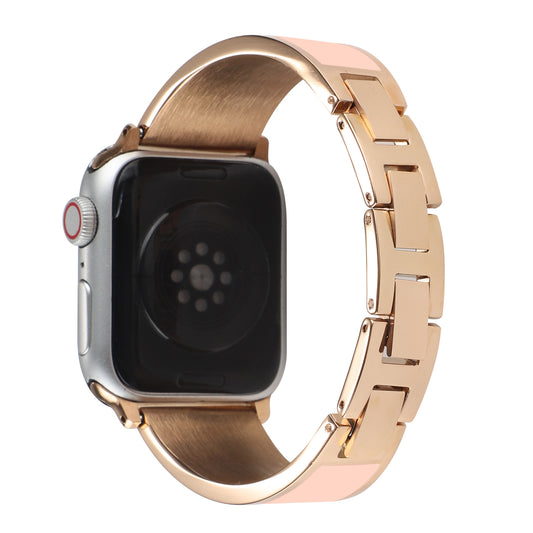 for Apple Watch Series 1 / 2 / 3 38mm / SE / SE(2022) / Series 4 / 5 / 6 40mm / Series 7 41mm / Series 8 41mm Chain Splicing Stainless Steel Watchband Watch Strap - Pink