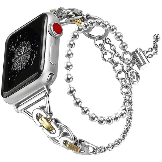 for Apple Watch Series 8 41mm / Series 7 41mm / SE / SE(2022) / SE / SE(2022)(2022) / Series 6 / 5 / 4 40mm / Series 3 / 2 / 1 38mm Watch Band Stainless Steel Bracelet Wristband Strap - Silver / Gold