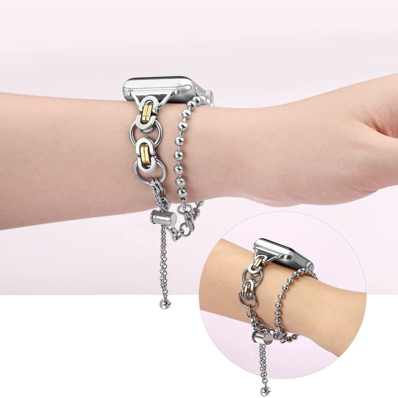 for Apple Watch Series 8 41mm / Series 7 41mm / SE / SE(2022) / SE / SE(2022)(2022) / Series 6 / 5 / 4 40mm / Series 3 / 2 / 1 38mm Watch Band Stainless Steel Bracelet Wristband Strap - Silver / Gold