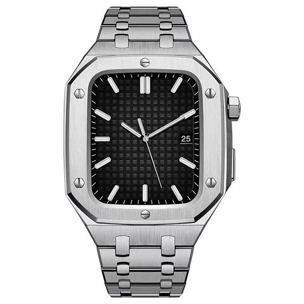 for Apple Watch SE 44mm / SE (2022) 44mm / Series 4 / 5 / 6 44mm Stainless Steel Watch Band Replacement Watch Strap + Anti-scratch Watch Protective Case