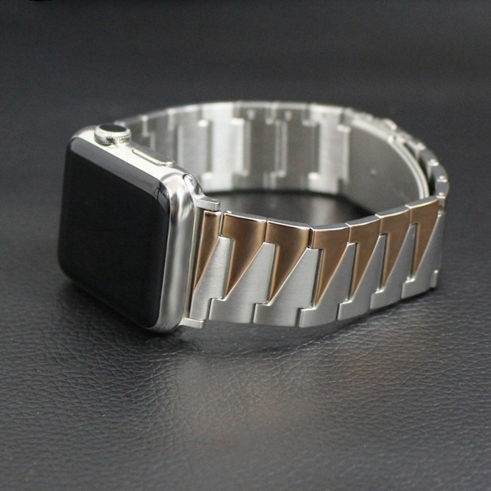 for Apple Watch Series 8 41mm / Series 7 41mm / Watch Series 6 / 5 / 4 / SE / SE(2022) 40mm / Watch Series 1 / 2 / 3 38mm Replacement Strap Stainless Steel Frosted Smartwatch Wrist Band - Silver / Rose Gold