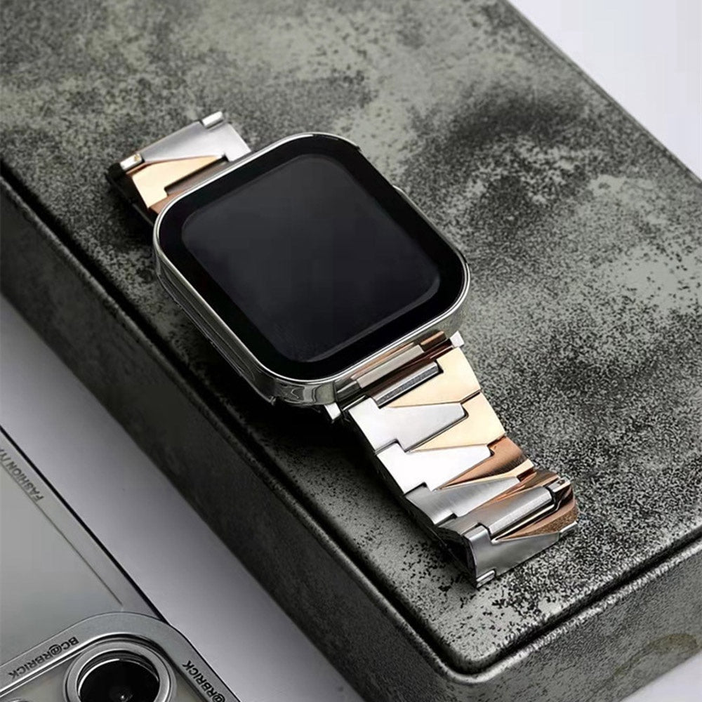 for Apple Watch Series 8 41mm / Series 7 41mm / Watch Series 6 / 5 / 4 / SE / SE(2022) 40mm / Watch Series 1 / 2 / 3 38mm Replacement Strap Stainless Steel Frosted Smartwatch Wrist Band - Silver / Rose Gold