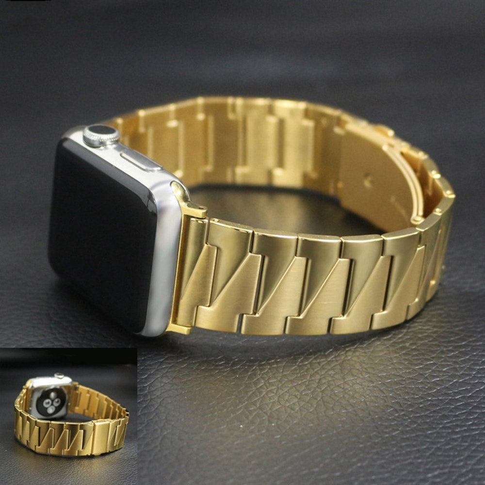 for Apple Watch Series 8 41mm / Series 7 41mm / Watch Series 6 / 5 / 4 / SE / SE(2022) 40mm / Watch Series 1 / 2 / 3 38mm Replacement Strap Stainless Steel Frosted Smartwatch Wrist Band - Gold