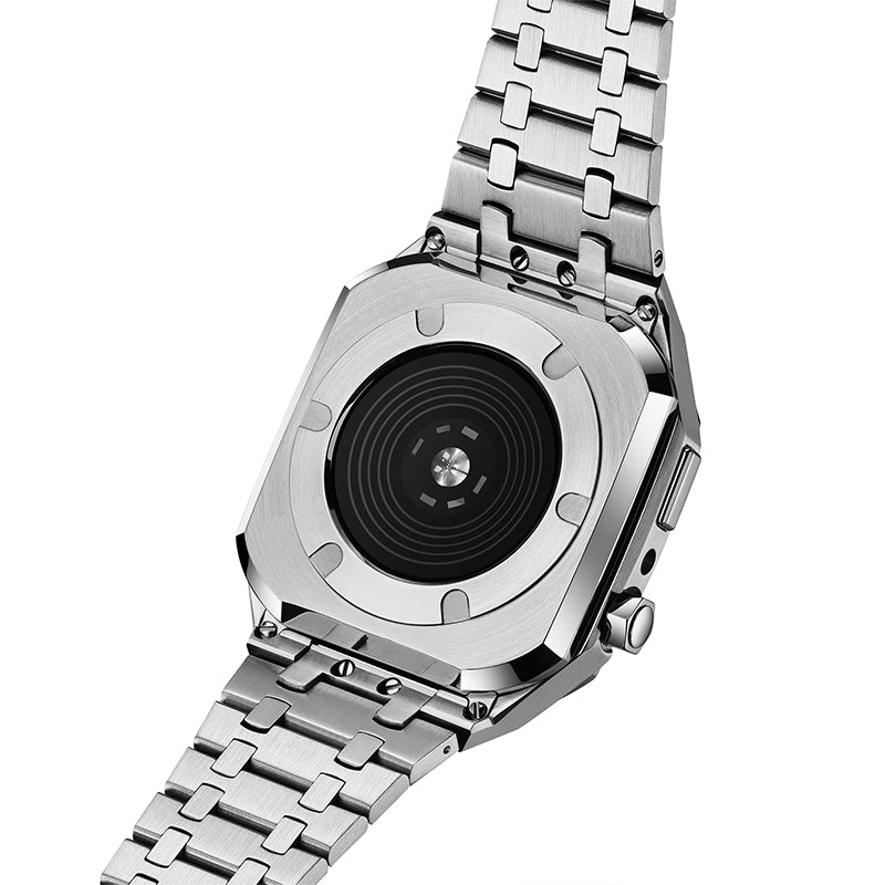 for Apple Watch Series 8 41mm / Series 7 41mm / SE / Series 6 / 5 / 4 40mm / Series 3 / 2 / 1 38mm Double Foldable Buckle Stainless Steel Watch Band Wrist Strap with Protective Cover - Silver