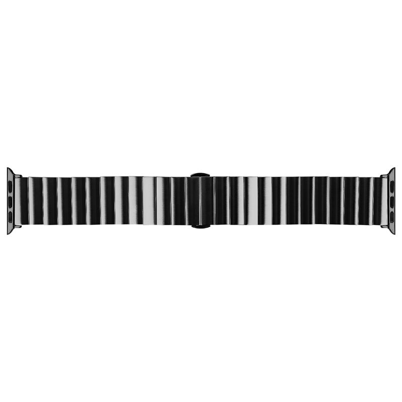 for Apple Watch Series 1 / 2 / 3 38mm / SE / SE(2022) / Series 4 / 5 / 6 40mm / Series 7 41mm / Series 8 41mm Anti-scratch Stainless Steel Buckle Design Smart Watch Band Wrist Strap - Black