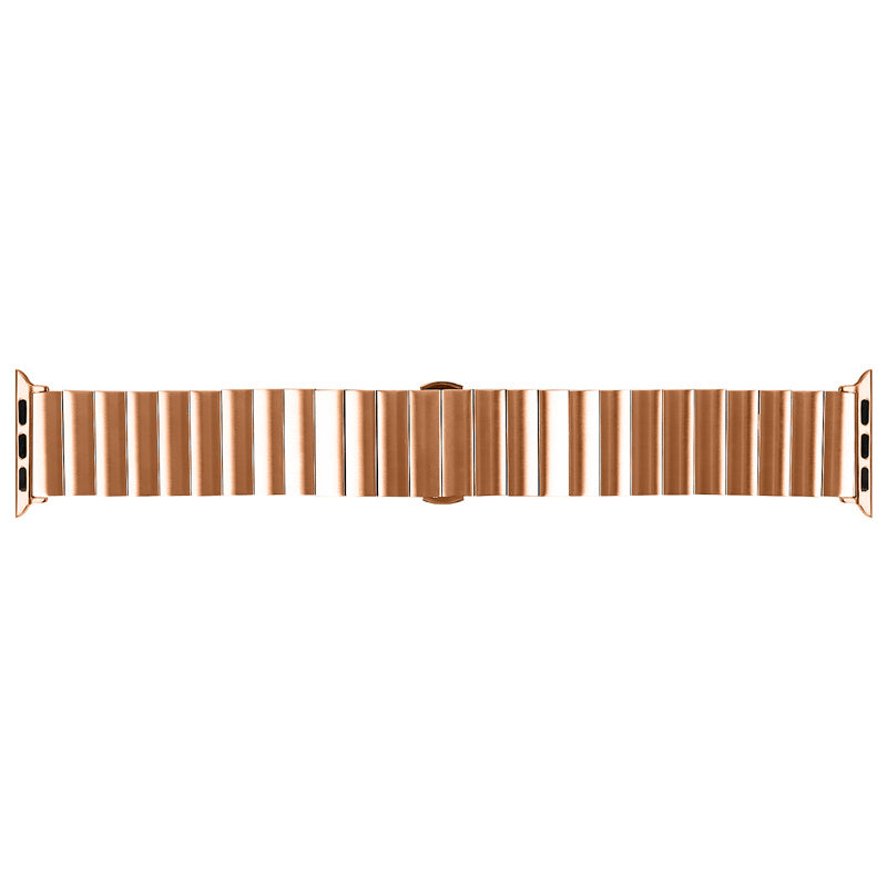 for Apple Watch Series 1 / 2 / 3 38mm / SE / SE(2022) / Series 4 / 5 / 6 40mm / Series 7 41mm / Series 8 41mm Anti-scratch Stainless Steel Buckle Design Smart Watch Band Wrist Strap - Rose Gold