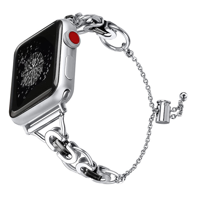 for Apple Watch Series 1 / 2 / 3 38mm / SE / SE(2022) / Series 4 / 5 / 6 40mm / Series 7 41mm / Series 8 41mm Stainless Steel Stylish Hollow Out Smart Watch Band Bracelet - Silver and Black