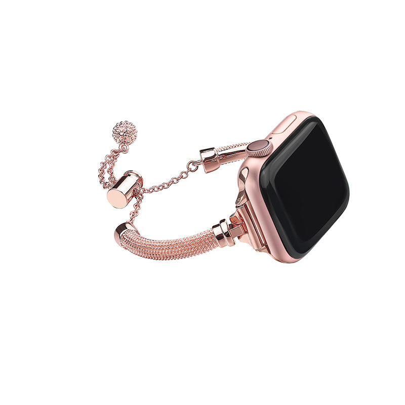 for Apple Watch Series 8 41mm / Series 7 41mm / SE / 4 / 5 / 6 40mm / 3 / 2 / 1 38mm Metal Smart Watch Band Bracelet Wear-resistant Durable Wrist Strap Replacement - Rose Gold