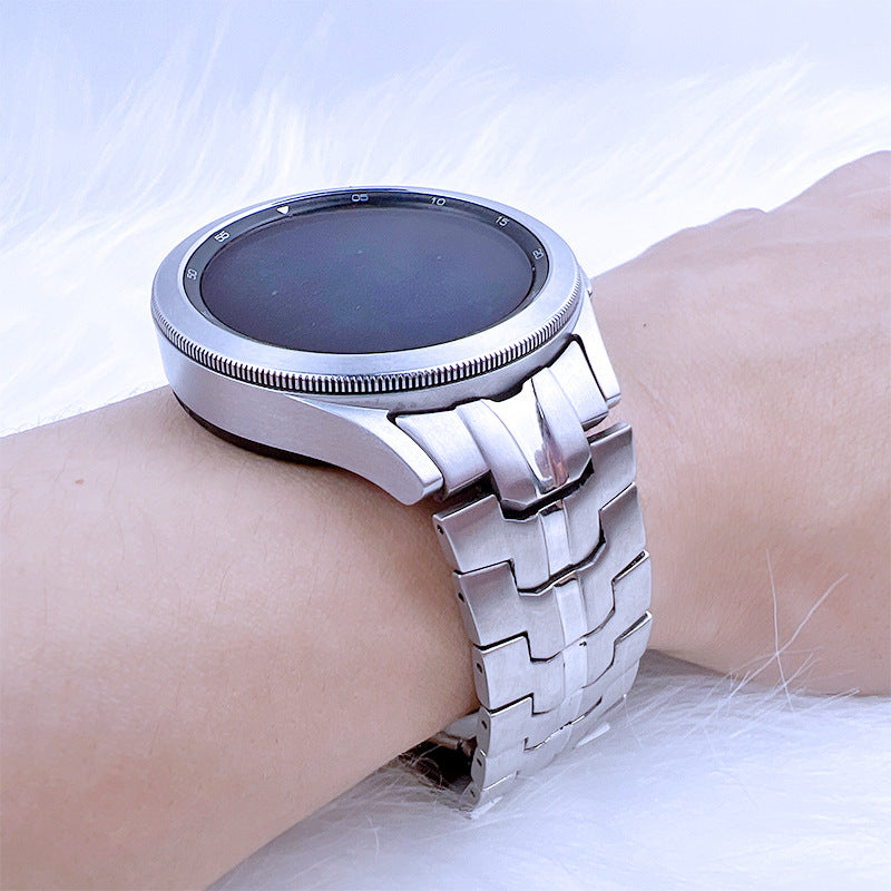 for Samsung Galaxy Watch6 40mm 44mm / Watch6 Classic 43mm 47mm / Watch 5 40mm 44mm / 5 Pro 45mm / Watch4 40mm 44mm Stainless Steel Wrist Strap Smart Watch Band - Silver