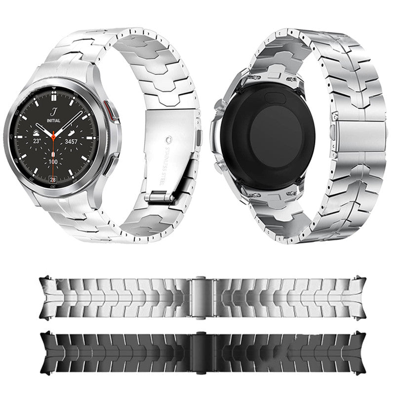 for Samsung Galaxy Watch6 40mm 44mm / Watch6 Classic 43mm 47mm / Watch 5 40mm 44mm / 5 Pro 45mm / Watch4 40mm 44mm Stainless Steel Wrist Strap Smart Watch Band - Silver