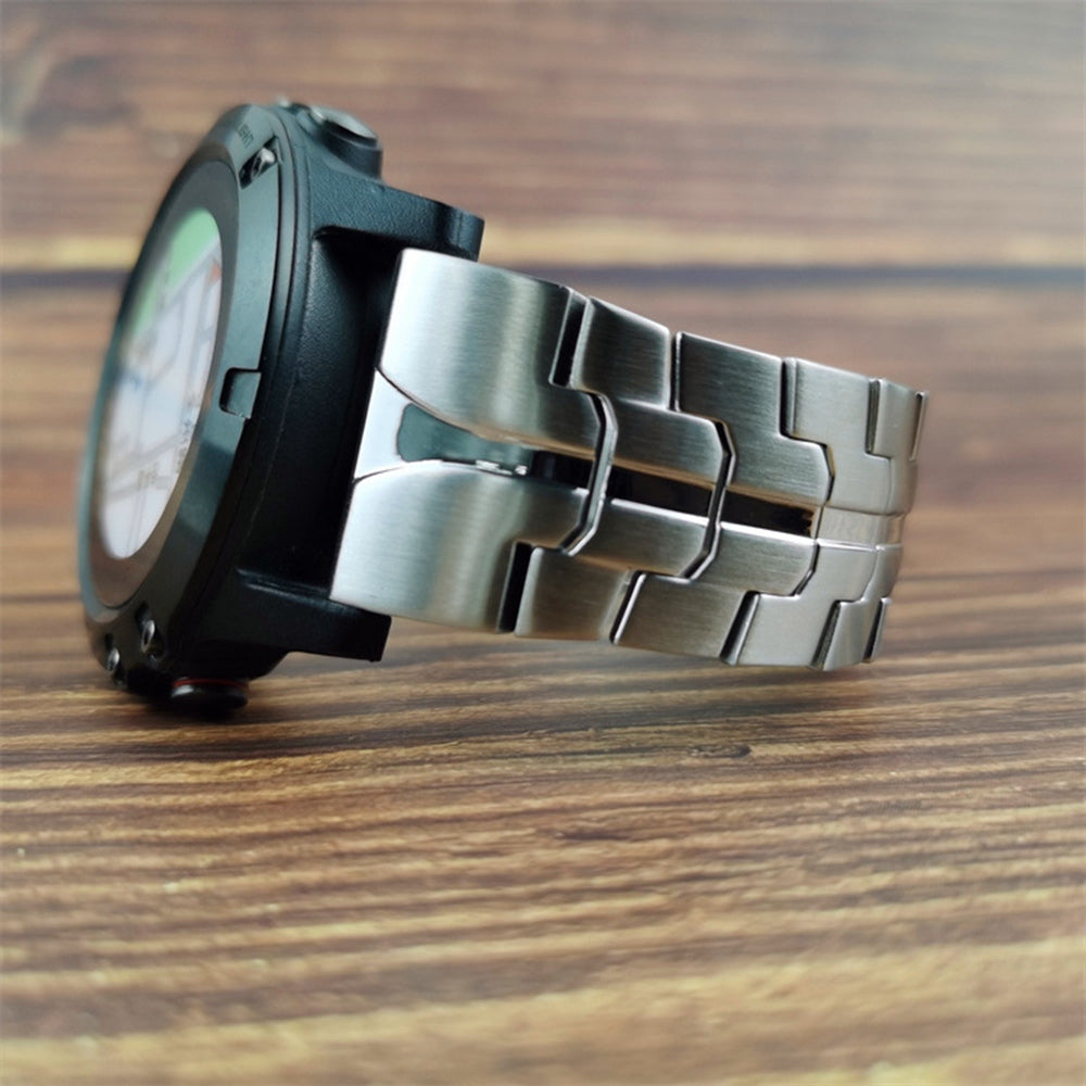 For Garmin Descent G1 / Fenix 7 / 6 Pro Metal Watch Strap 22mm Buckle Design Replacement Watch Strap - Silver