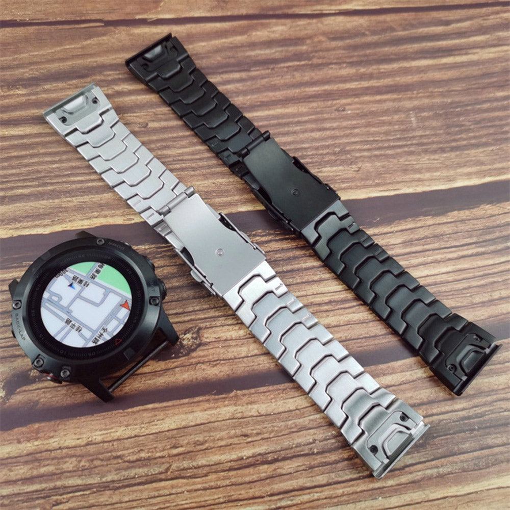 For Garmin Descent G1 / Fenix 7 / 6 Pro Metal Watch Strap 22mm Buckle Design Replacement Watch Strap - Silver