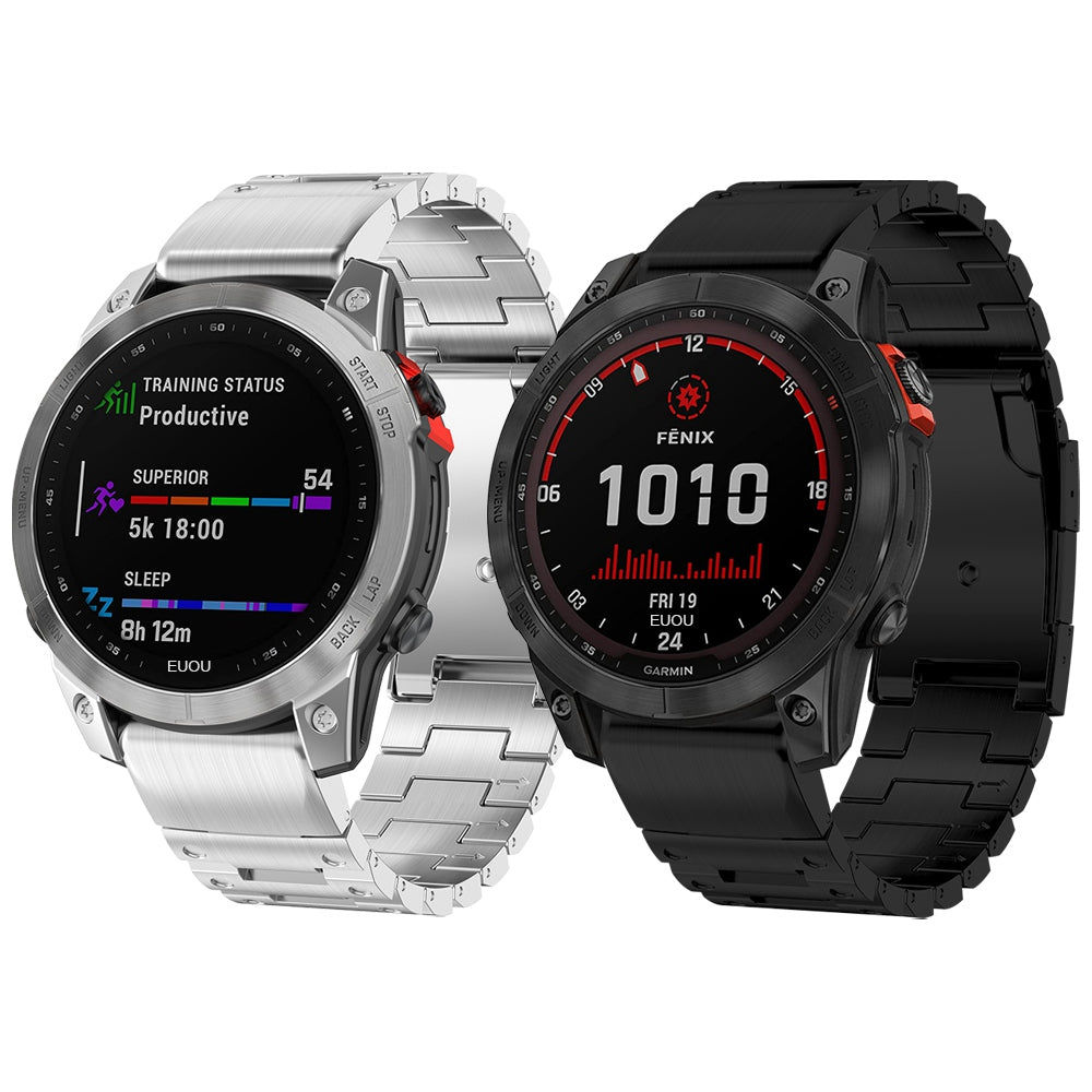 for Garmin Fenix 7X / 7X Solar / Enduro / Coros Vertix 2 Quick Release Watch Strap Stainless Steel Watch Band 26mm Replacement Strap with Folding Clasp - Black