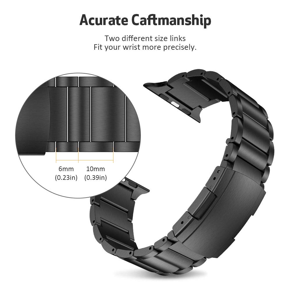 JLT For Apple Watch Ultra 49mm / Series 8 45mm / 7 45mm / SE 44mm / SE (2022) 44mm / Series 6 / 5 / 4 44mm / Series 3 / 2 / 1 42mm Replacement Watch Strap Titanium Steel Ultra-light Wristband - Black