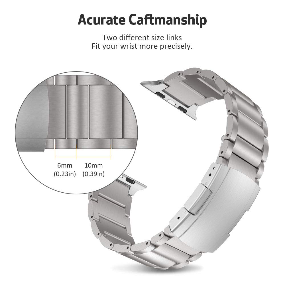 JLT For Apple Watch Ultra 49mm / Series 8 45mm / 7 45mm / SE 44mm / SE (2022) 44mm / Series 6 / 5 / 4 44mm / Series 3 / 2 / 1 42mm Replacement Watch Strap Titanium Steel Ultra-light Wristband - Grey Silver