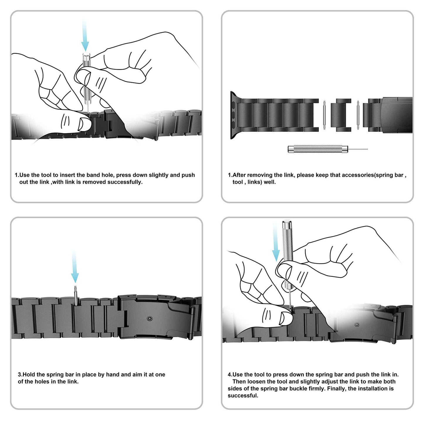 JLT For Apple Watch Ultra 49mm / Series 8 45mm / 7 45mm / SE 44mm / SE (2022) 44mm / Series 6 / 5 / 4 44mm / Series 3 / 2 / 1 42mm Replacement Watch Strap Titanium Steel Ultra-light Wristband - Grey Silver