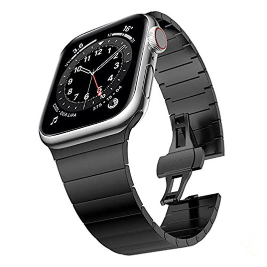 JLT For Apple Watch Series 8 41mm / Series 7 41mm / SE / SE(2022) / Series 6 / 5 / 4 40mm / Series 3 / 2 / 1 38mm Replacement Watch Strap Stainless Steel Buckle Design Watch Band - Black