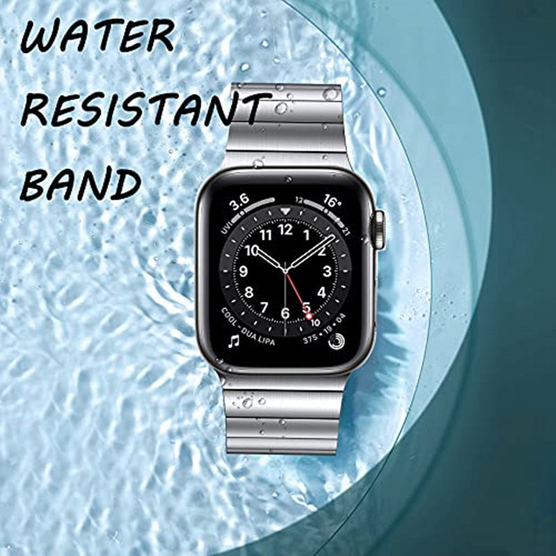 JLT For Apple Watch Ultra 49mm / Series 8 45mm / 7 45mm / SE 44mm / SE (2022) 44mm / Series 6 / 5 / 4 44mm / Series 3 / 2 / 1 42mm Stainless Steel Watch Strap Replacement Wrist Band with Buckle Design - Silver